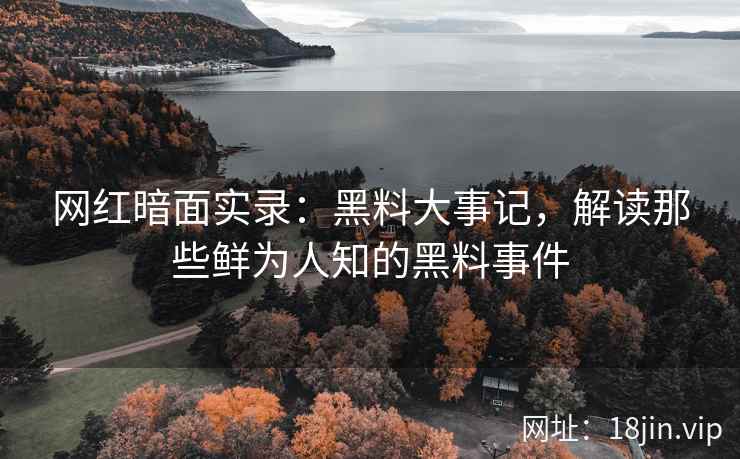 网红暗面实录：黑料大事记，解读那些鲜为人知的黑料事件